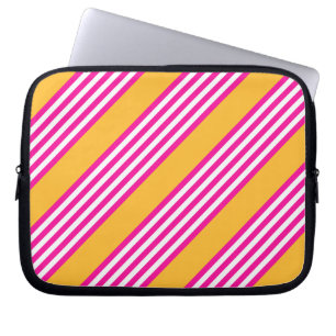 Capa Para Notebook Fuchsia e padrão amarelo de cinco faixas