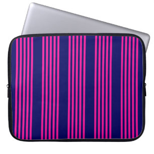 Capa Para Notebook Fuchsia e padrão de cinco faixas azul marinho