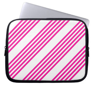 Capa Para Notebook Fuchsia e padrão de cinco faixas brancas