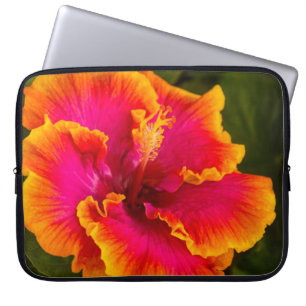 Capa Para Notebook Fuchsia havaiana e terno-molhado de Orange Hibiscu