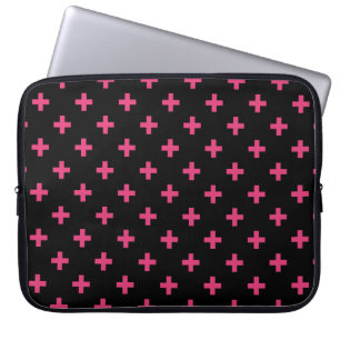 Capa Para Notebook Fuchsia polka cruza preto