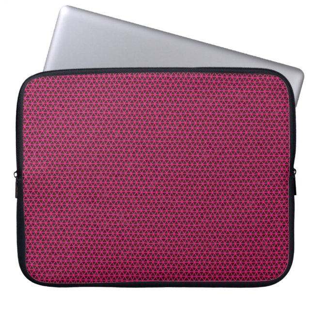Capa Para Notebook Fuchsia triângulos na manga preta do iPad (Frente)
