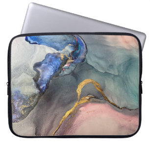 Capa Para Notebook fundo abstrato cor-de-rosa-azul com belas lamas