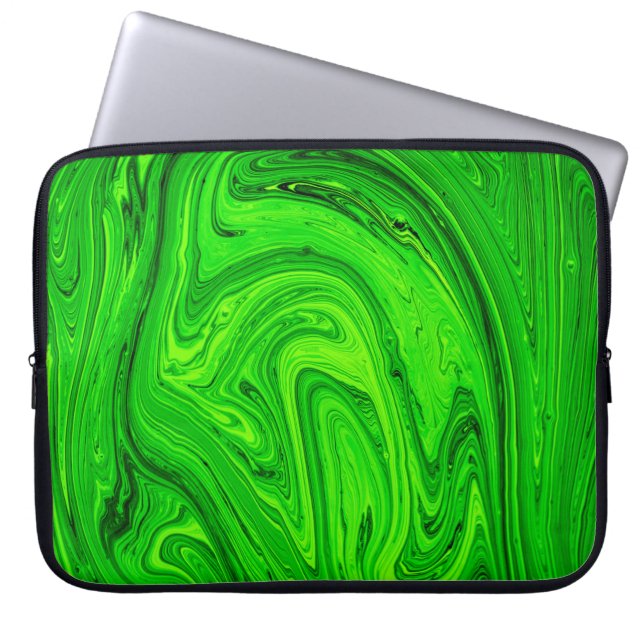 Capa Para Notebook Fundo abstrato de tinta verde a óleo. Grau de tint (Frente)