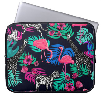 Capa Para Notebook fundo africano colorido, girafa, leopardo, tige