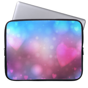 Capa Para Notebook fundo azul-borrão liso e cor-de-rosa com abstrato