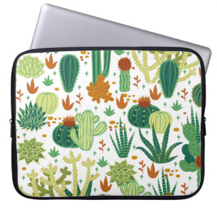 Capa Para Notebook Fundo Branco Cactos: Gráficos Vintage.