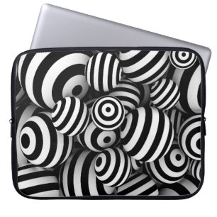 Capa Para Notebook Fundo branco de abstrato com bolas e linhas pretas