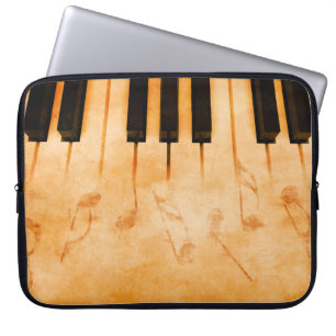 Capa Para Notebook fundo de abstrato musical - Teclado e música n
