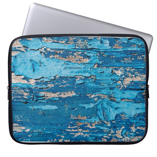 Capa Para Notebook Fundo de madeira azul  (Frente)