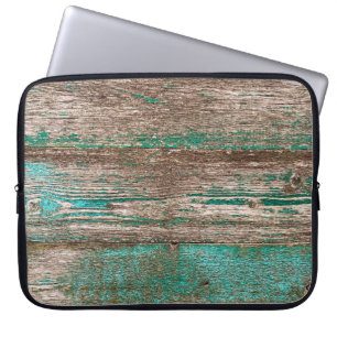 Capa Para Notebook Fundo de madeira azul-marrom antigo com dor de des