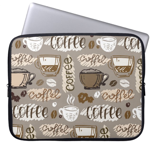 Capa Para Notebook Fundo do café com rabisco desenhado à mão (Frente)