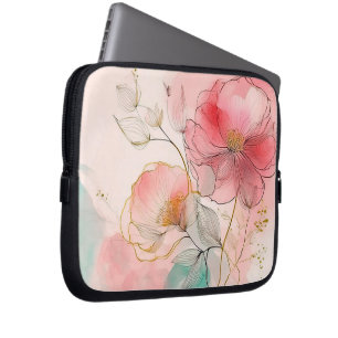 Capa Para Notebook Fundo Elegante das Flores de Aquarela