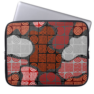 Capa Para Notebook Fundo geométrico tribal castanho em bloco patchwo