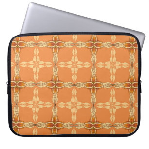 Capa Para Notebook Fundo laranja com tribo abstrato repetido