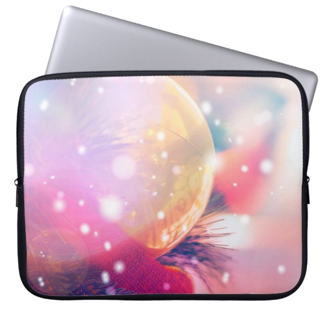 Capa Para Notebook Fundo natalício com um isqueiro bokeh, atrás (Frente)