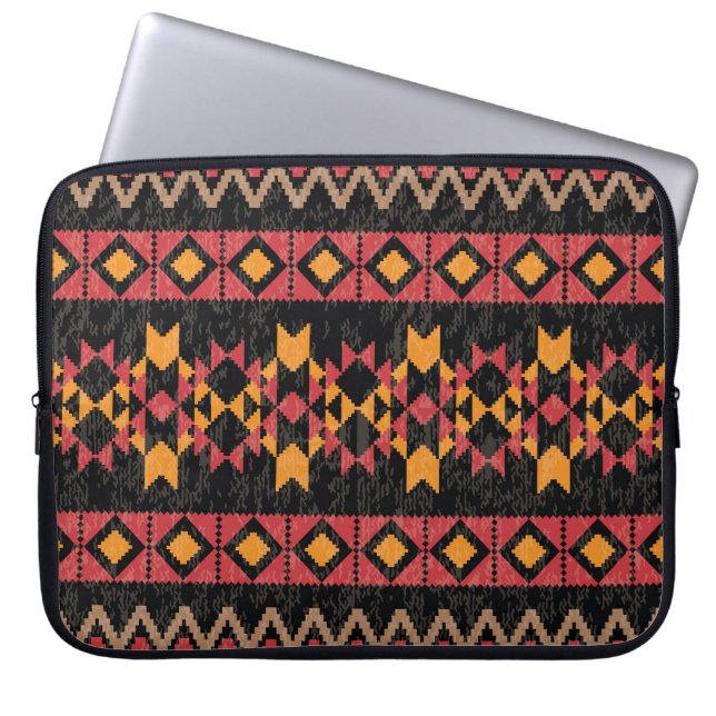 Capa Para Notebook Fundo Preto, Padrão Moderno Geométrico. (Frente)