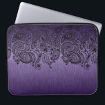 Capa Para Notebook Fundo Roxo Metálico e renda do Paisley Preto<br><div class="desc">Púrpura metálica elegante,  com aspecto de alumínio escovado com um local de paisley floral preto.</div>