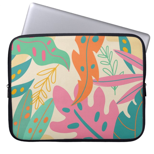Capa Para Notebook Fundo tropical com plantas da selva. Folha de palm (Frente)