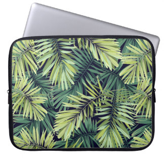Capa Para Notebook Fundo verde-claro com plantas tropicais. Seam