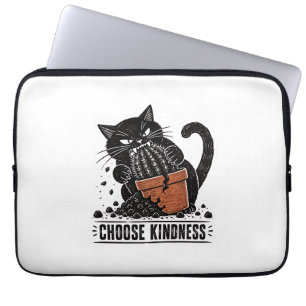 Capa Para Notebook Funny Cat Escolha Gentileza Linocut Meme