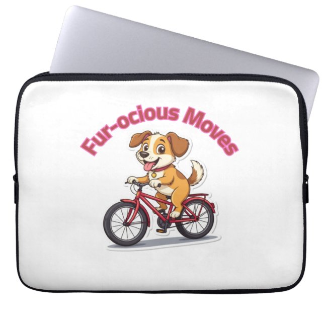 Capa Para Notebook **Funny Cycling Dog – Cute Dog Riding a Bicycle Il (Frente)