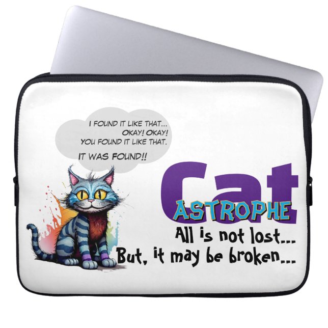 Capa Para Notebook Funny Laptop Sleeve – CatAstrophe: ...not lost (Frente)