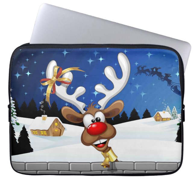 Capa Para Notebook Funny Reindeer Peeking Christmas Meme  (Frente)