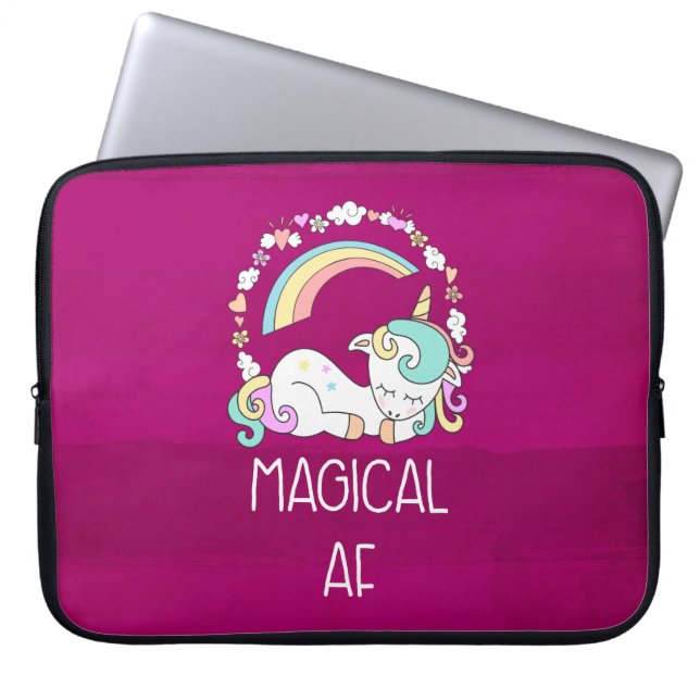 Capa Para Notebook Funny Unicorn dizendo magia AF (Frente)