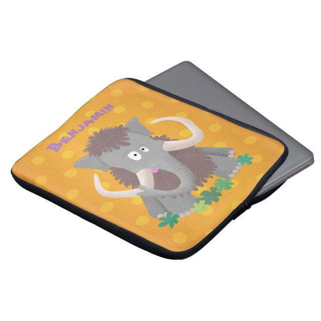 Capa Para Notebook Funny woolly mammoth cartoon illustration (Frente Topo)