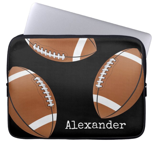 Capa Para Notebook Futebol Americano Nome Personalizado Preto (Frente)