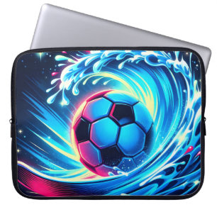 Capa Para Notebook Futebol de Surf Oceânico Futurista Bola de Futebol