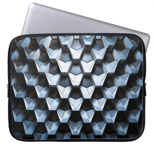 Capa Para Notebook Futurista Abstrato Azul Geométrico Metálico