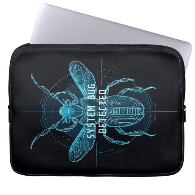 Capa Para Notebook Futuristic Cyber Bug Detected IT Humor Laptop Slee (Frente)