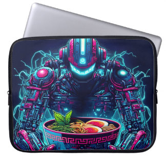 Capa Para Notebook Futuristic Cyberpunk Robot Neon Food Ramen