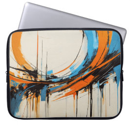 Capa Para Notebook Futuristic Industrial Orange Blue Abstract Graphic