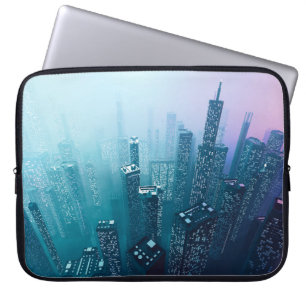 Capa Para Notebook Futuro centro de cidades com arranha-céus no cibo