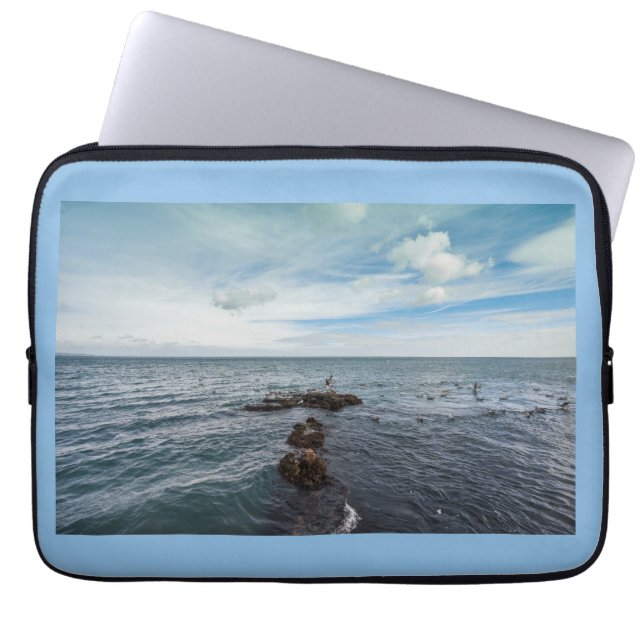 Capa Para Notebook Gaivotas voando sobre as rochas (Frente)