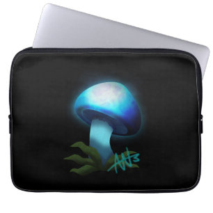 Capa Para Notebook Galáxia Shiitake Brilhante Cogumelo Azul Claro