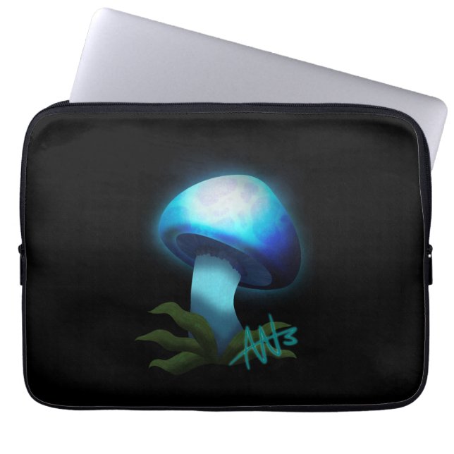 Capa Para Notebook Galáxia Shiitake Brilhante Cogumelo Azul Claro (Frente)