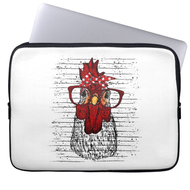 Capa Para Notebook Galinha com bandana e óculos bonitos (Frente)