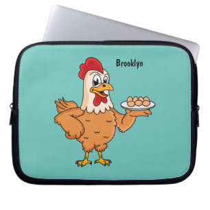 Capa Para Notebook Galinha com ovos na caricatura da placa