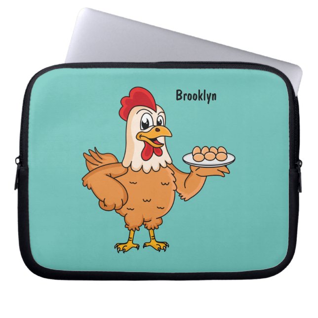 Capa Para Notebook Galinha com ovos na caricatura da placa (Frente)
