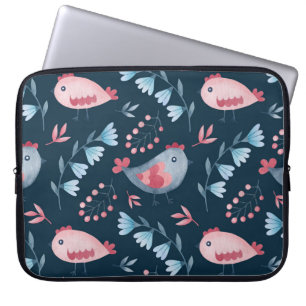 Capa Para Notebook Galinhas Folk: Padrão Sem Costura De Aquarela.