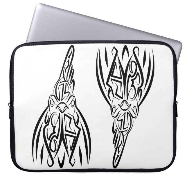 Capa Para Notebook Galo Tribal Negro e Branco (Frente)