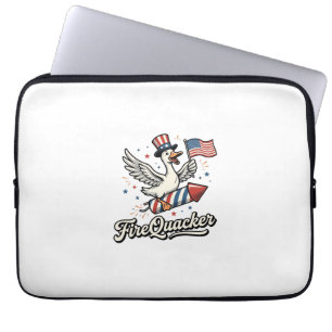Capa Para Notebook Ganso Patriótico FireQuacker Vintage 4 de Julho De