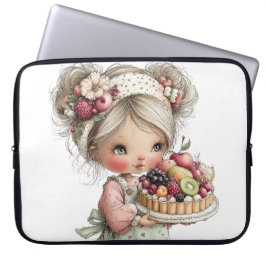 CAPA PARA NOTEBOOK GAROTA BONITA DE VERÃO COM FLORES E FRUTAS