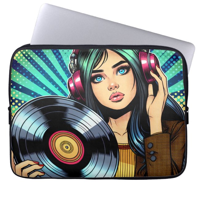 Capa Para Notebook Garota de estilo pop art em quadrinhos com álbum d (Frente)
