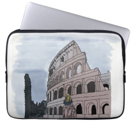 Capa Para Notebook Garota em frente a Colosseum.