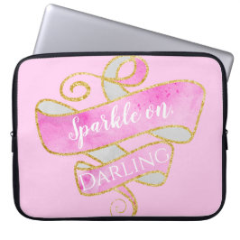 Capa Para Notebook Garota Leve Rosa Dourada Glitter Sparkle Ligada, Q
